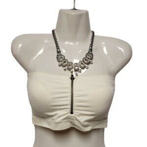 CREAM Color Padded Tube Top Zippered Bandeau One Size - New